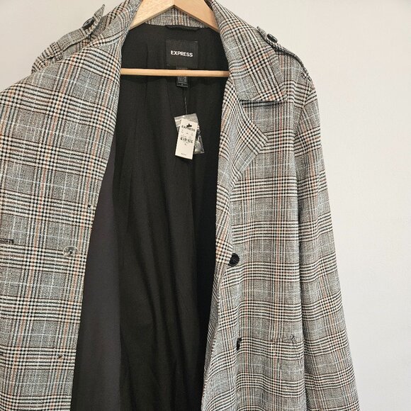 EXPRESS Women’s Plaid Longline Coat – XL – NWT – Classic- MSRP $228 - Picture 4 of 7